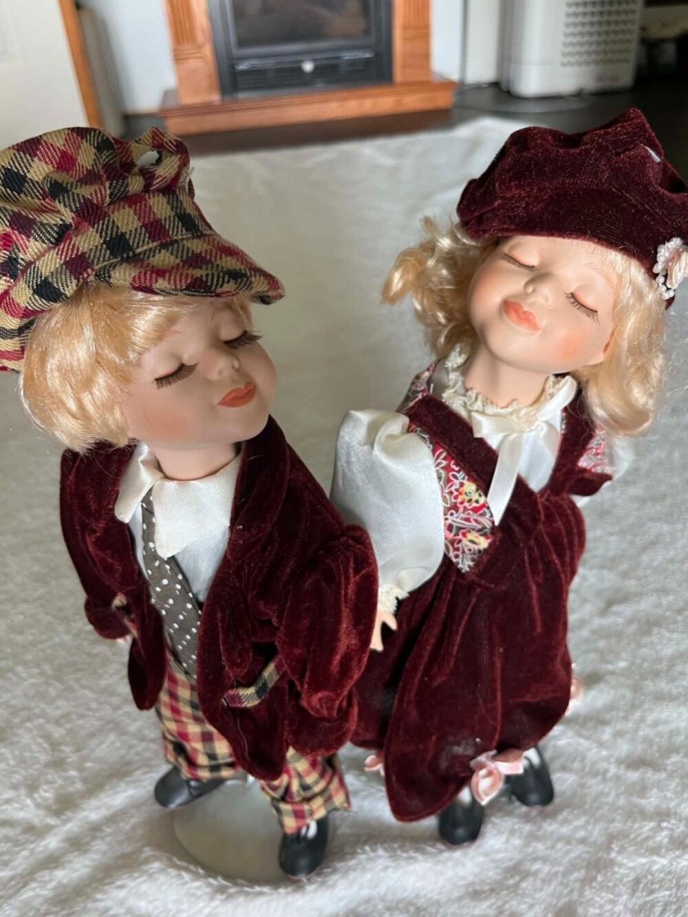 Vintage Shanton and Vegetables Kissing Couple Set Porcelain Dolls 14 inch